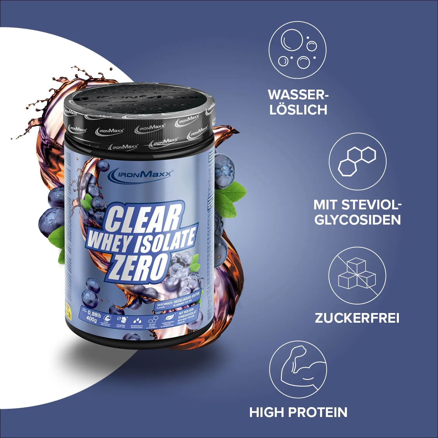 Iron Maxx Clear Whey Isolate ZERO Clear Whey 400g Blueberry Ice Tea