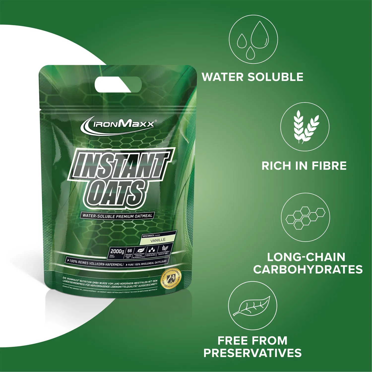 Iron Maxx Instant Oats 2000g Vanille Kohlenhydrate
