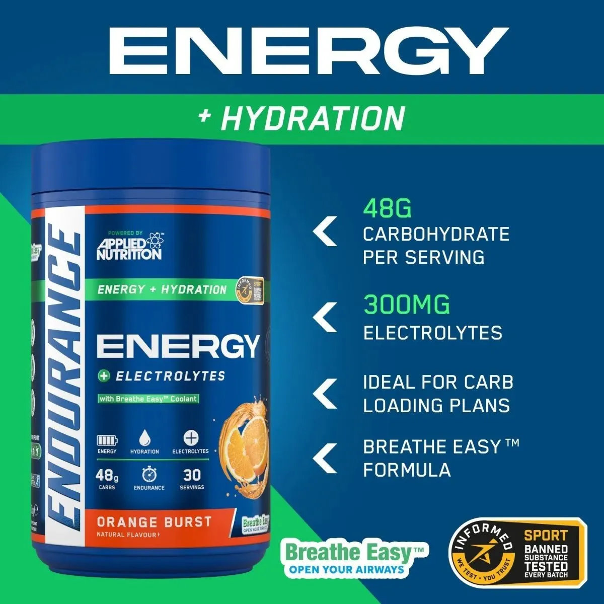 Applied Nutrition Endurance Breathe Energiepulver 1,5 kg Kohlenhydrate