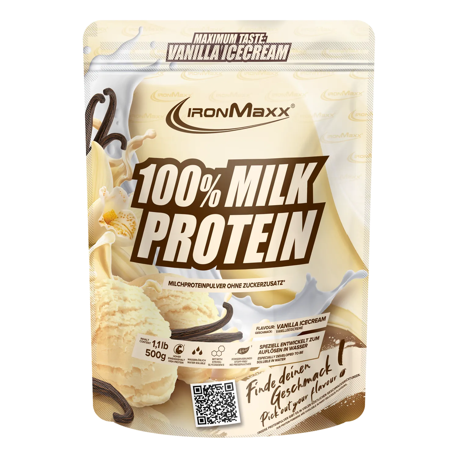 Iron Maxx 100% Milk-Protein Pulver 500g Vanilla Slow-Release