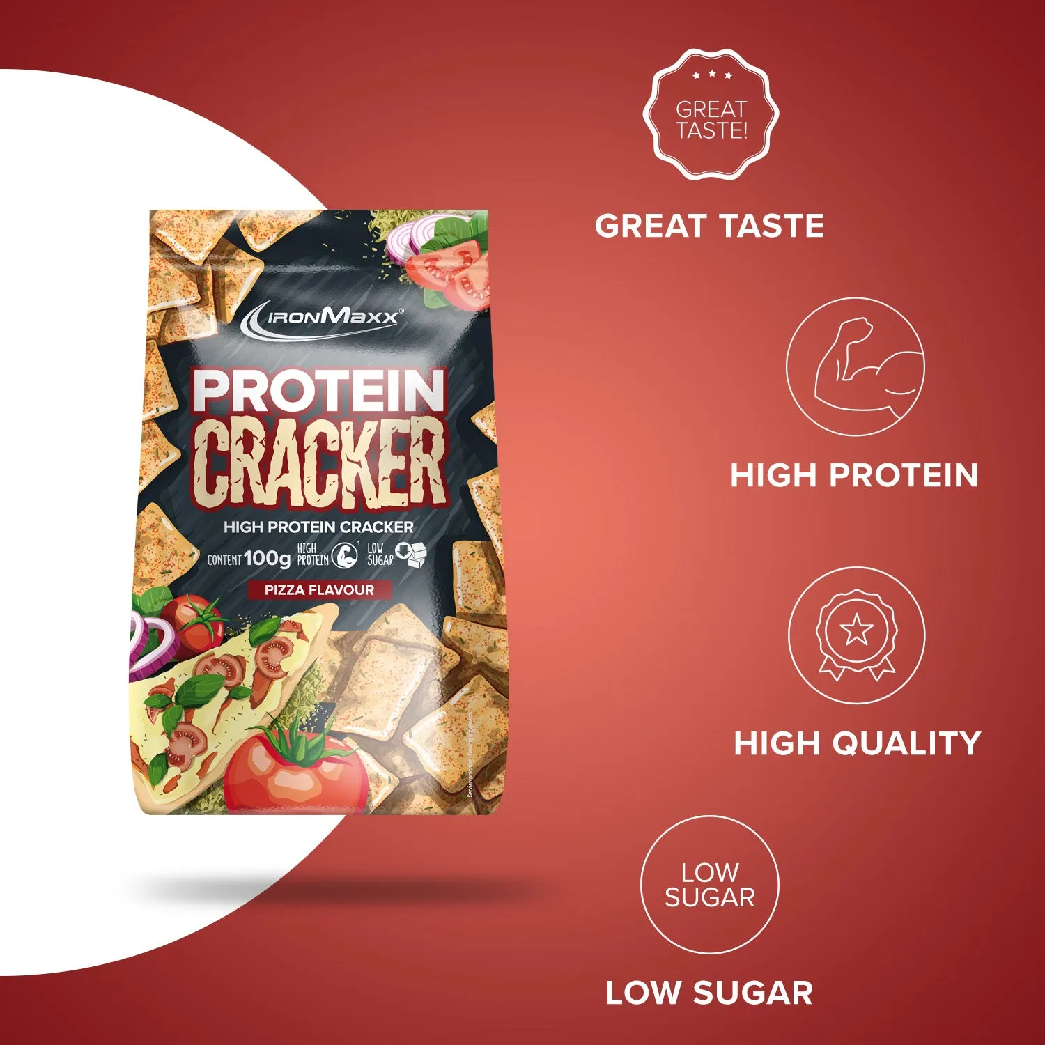 IronMaxx Protein Cracker Pizza Protein-Snack 100 g