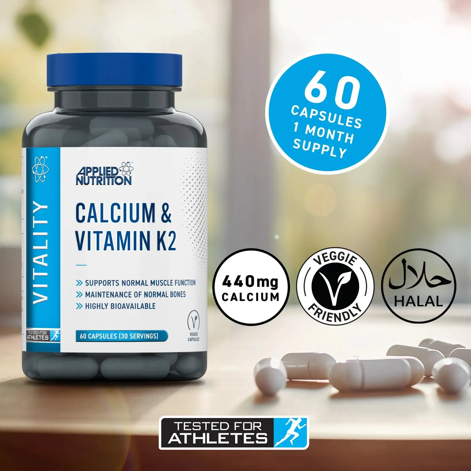 Applied Nutrition Calcium Vitamin K2 Kapseln 60 Stück Monatsvorrat