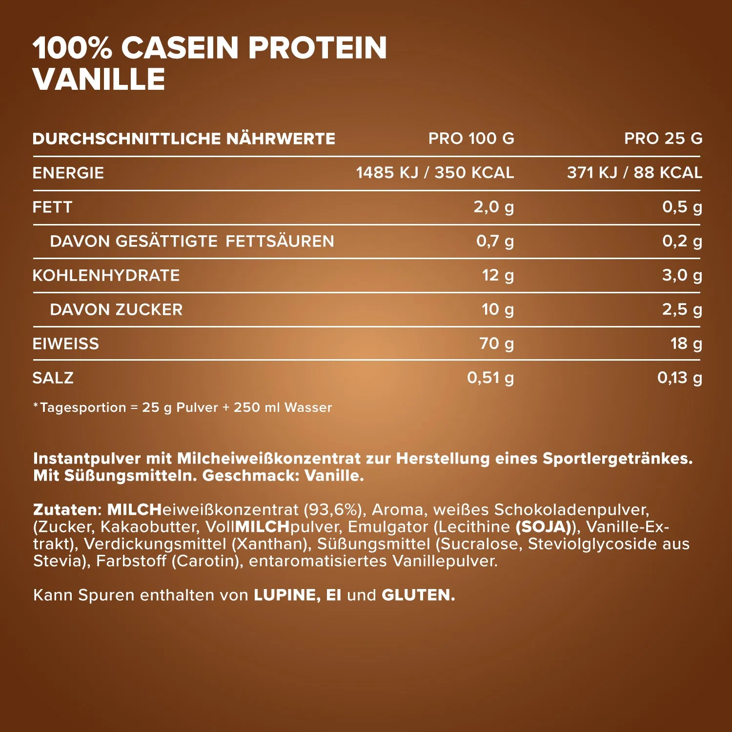Iron Maxx 100% Casein Protein Pulver Vanille 750 g Slow Release