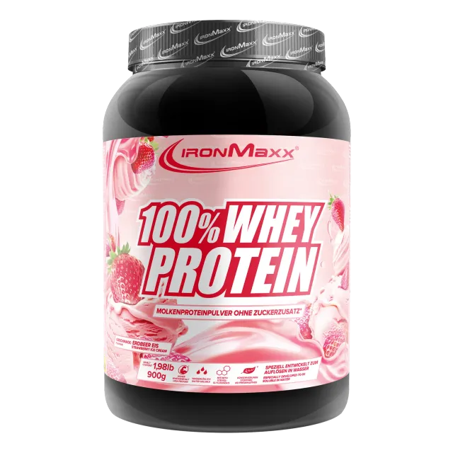 Iron Maxx 100% Whey Protein Pulver Strawberry Ice Cream 900g zuckerfrei