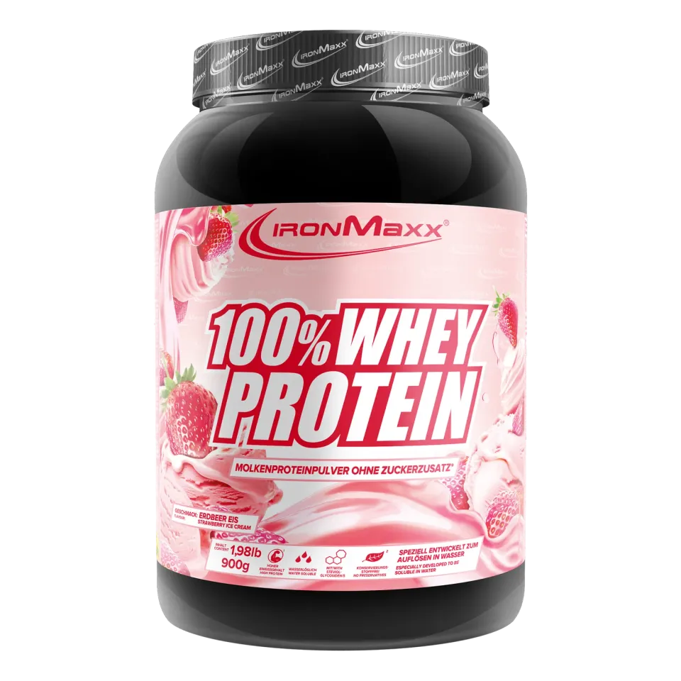 Iron Maxx 100% Whey Protein Pulver Strawberry Ice Cream 900g zuckerfrei
