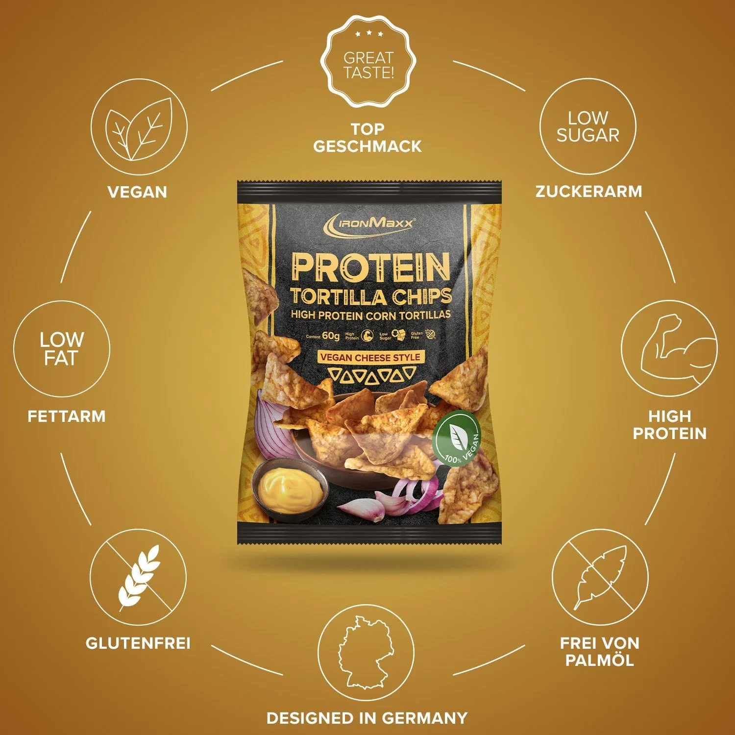 Iron Maxx Protein Tortilla Chips 1.0 60g Vegan Cheese Style