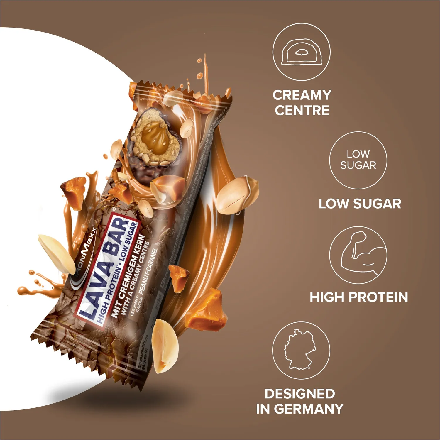 Iron Maxx Lava Bar Proteinriegel 40 g Peanut Caramel Low Sugar