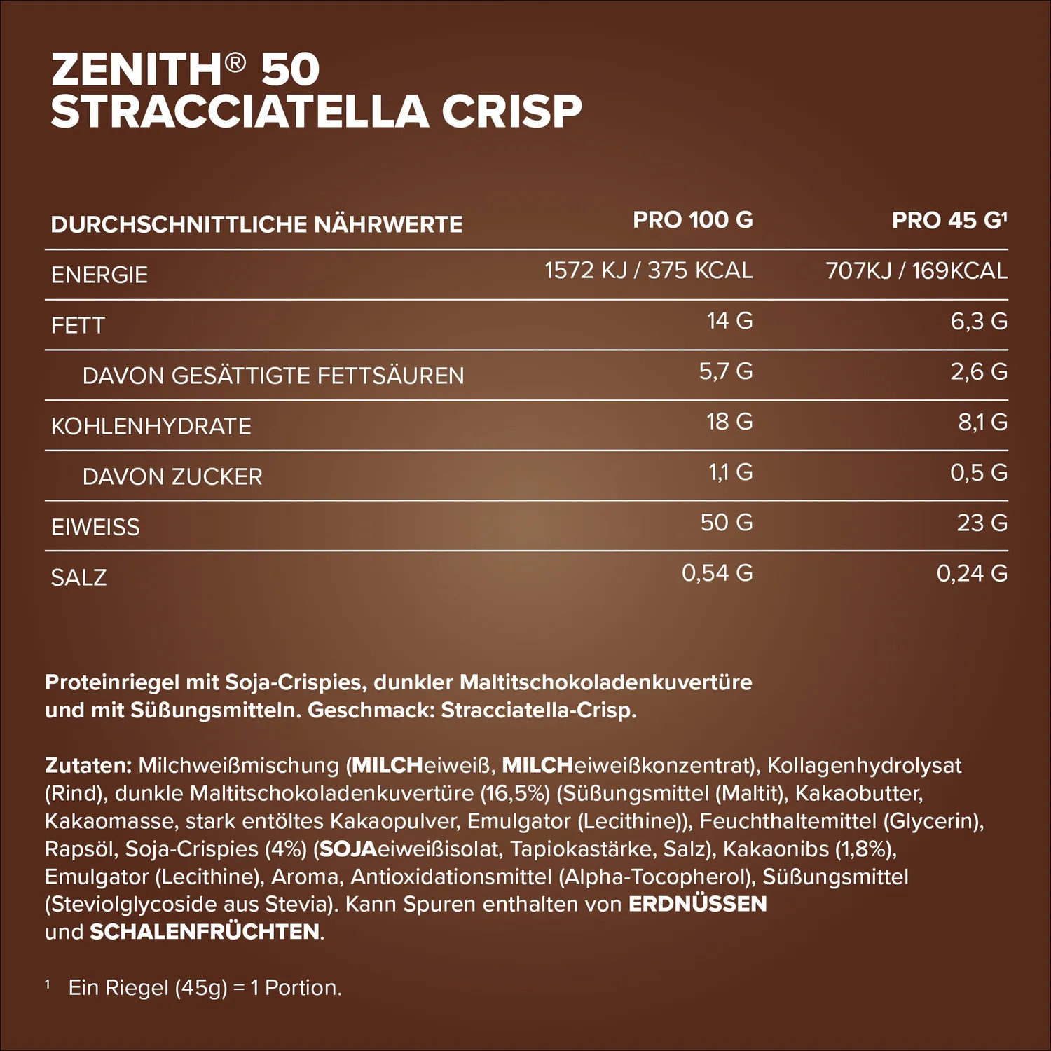 Iron Maxx Zenith 50 Proteinriegel Stracciatella Crisp 45g 23g Eiweiß
