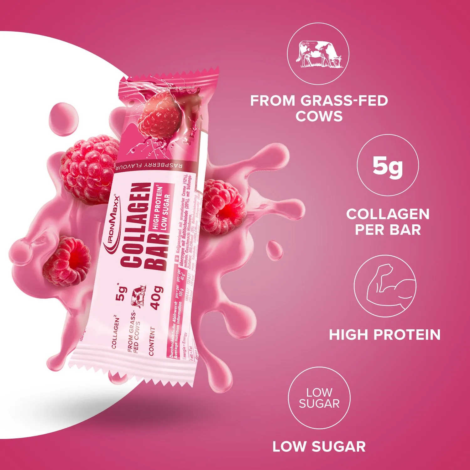 Iron Maxx Collagen Bar Proteinriegel 40 g Himbeere Kollagen