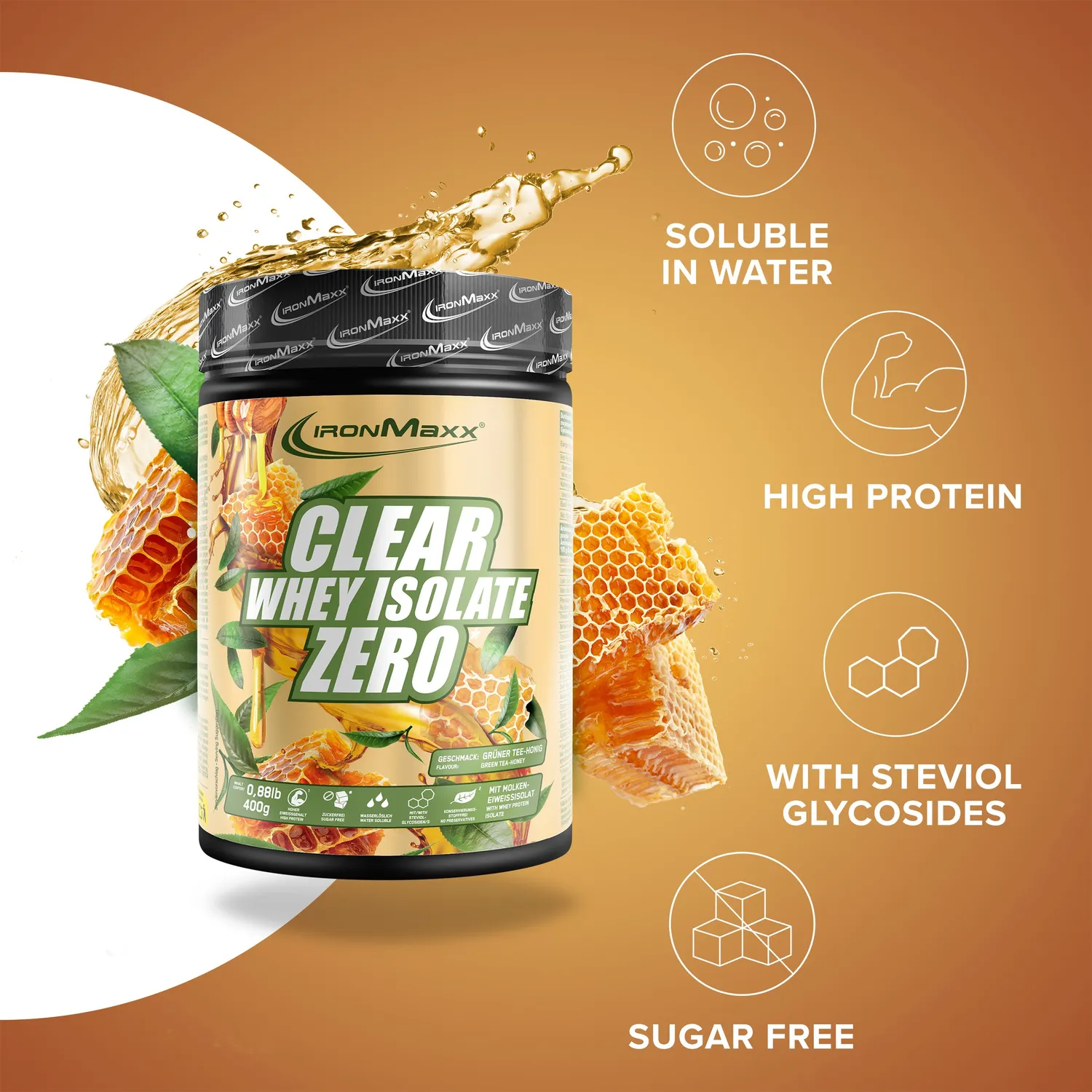 Iron Maxx Clear Whey Isolate ZERO Honey Green Tea 400g