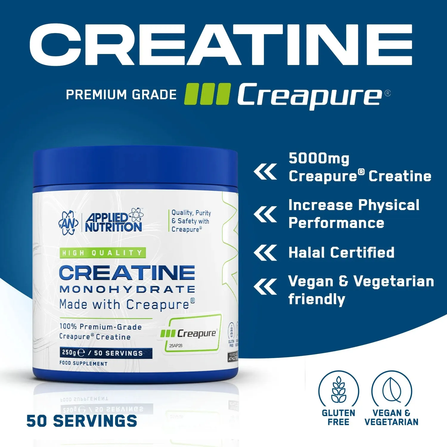 Applied Nutrition Creapure Creatin Monohydrat Pulver ultra-rein