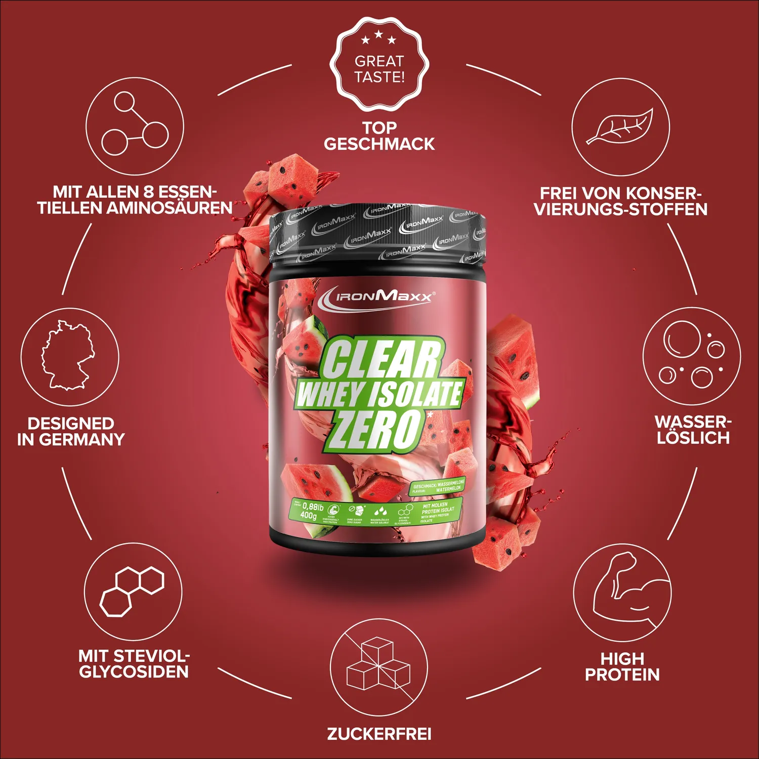Iron Maxx Clear Whey Isolate ZERO Protein 400g Watermelon