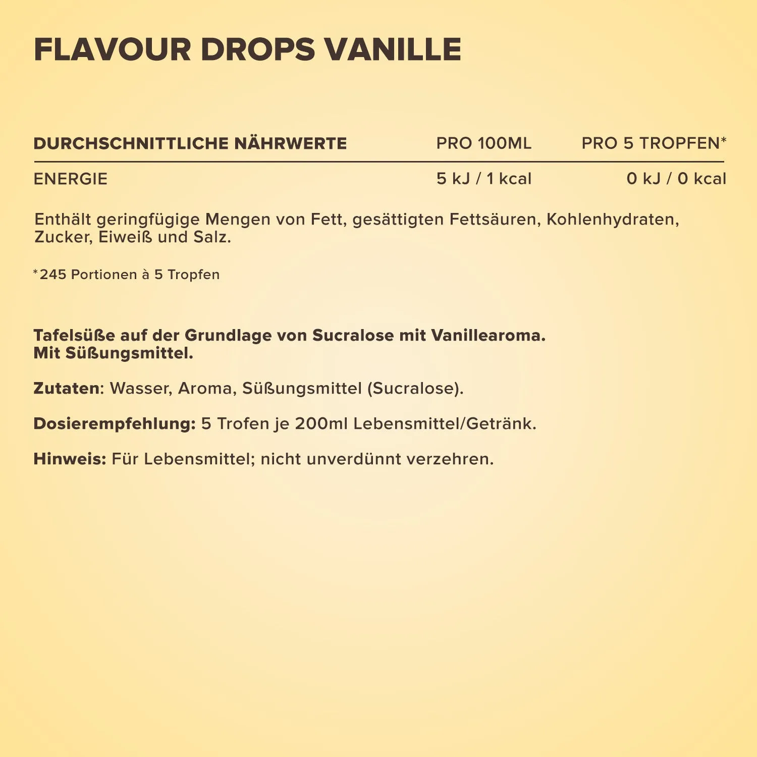 Iron Maxx Flavour Drops 50 ml Vanille kalorienarmes Aroma