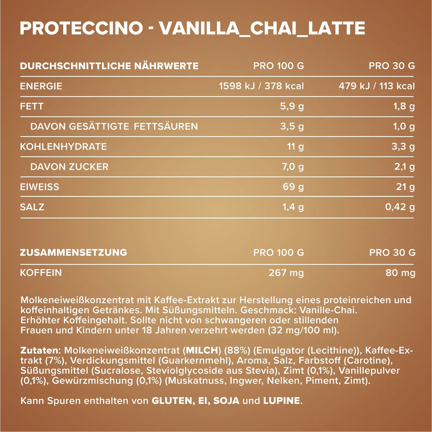 Iron Maxx Proteccino Protein Kaffee Vanilla Chai Latte 500g