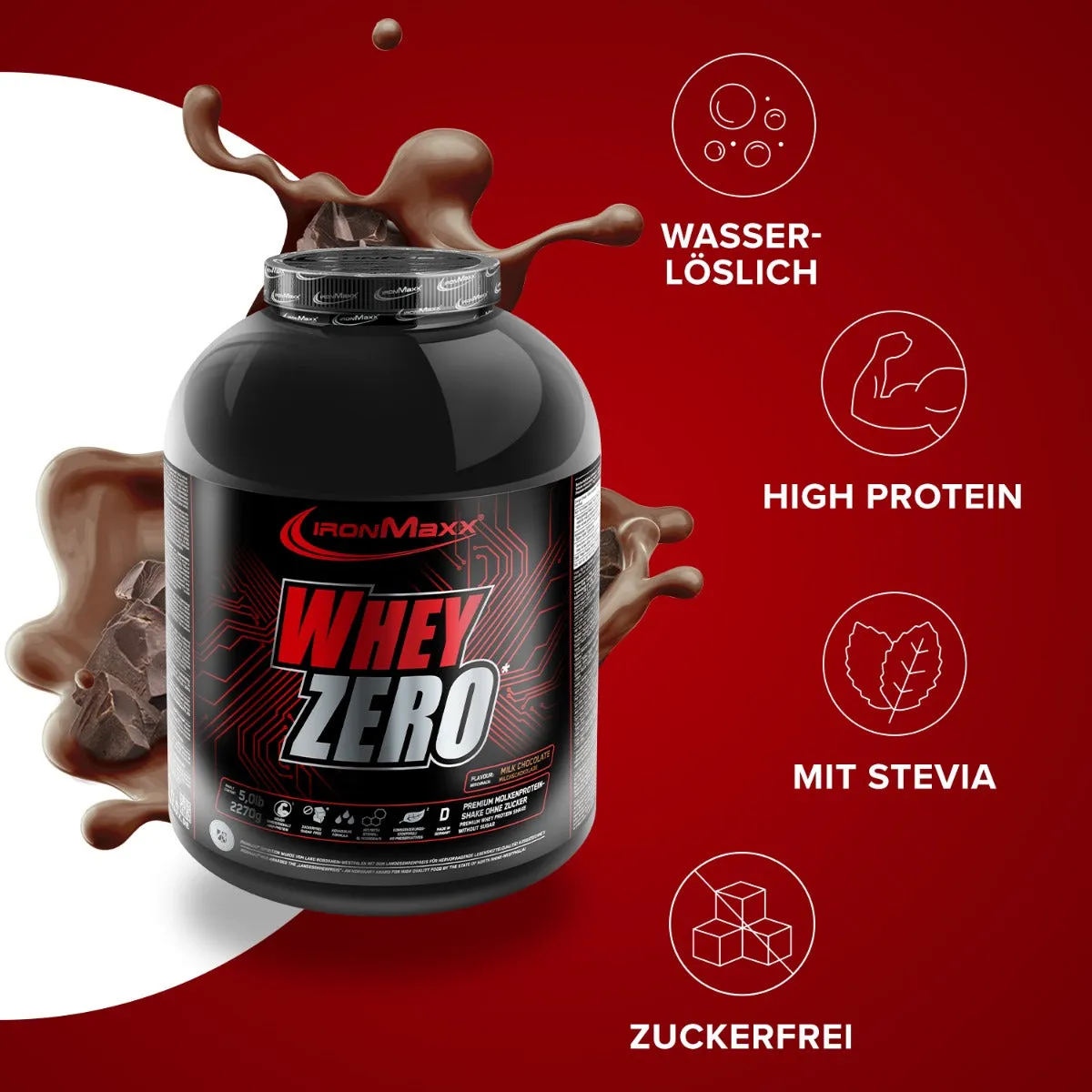 Iron Maxx Whey ZERO Proteinpulver Milchschokolade 2270 g – zuckerfrei