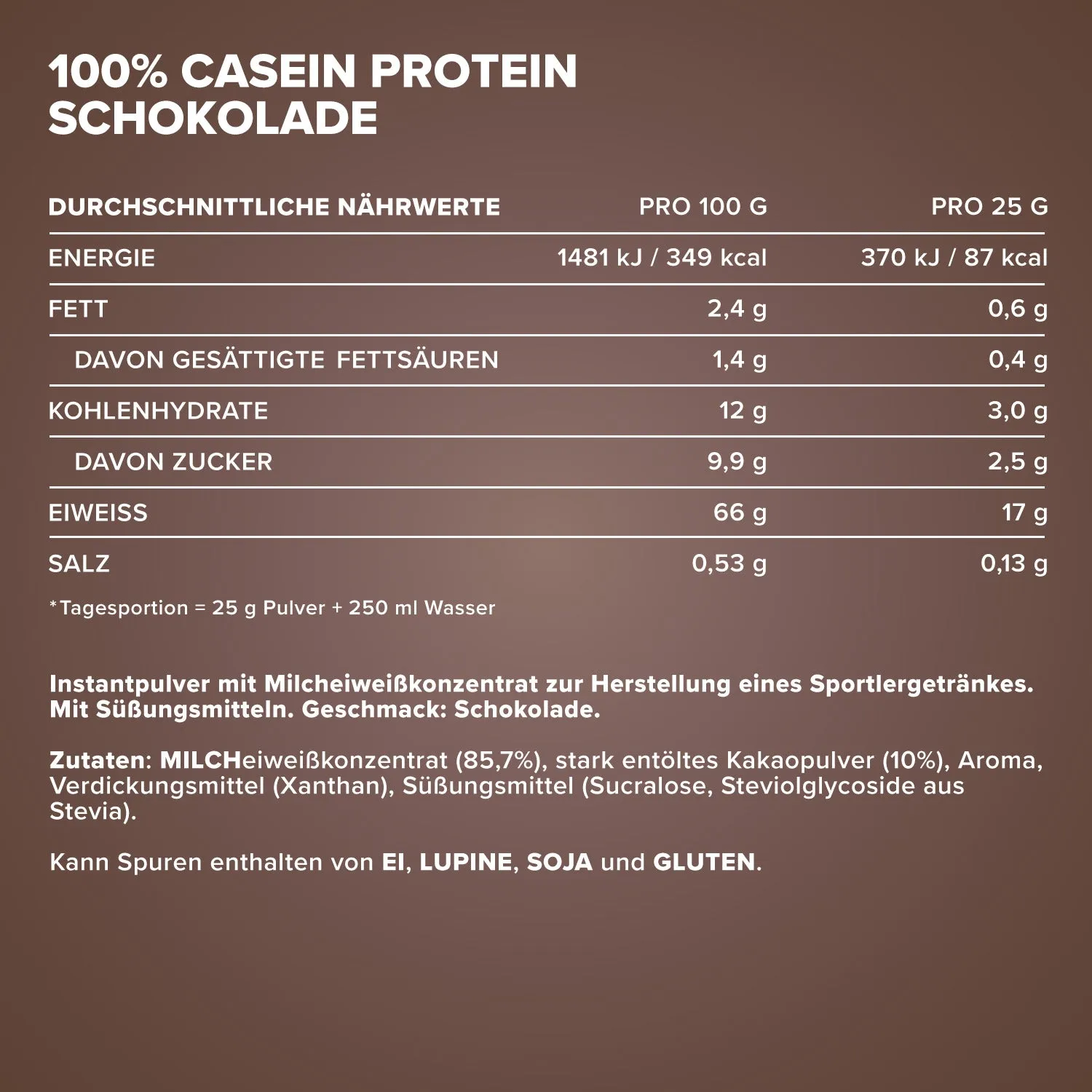 Iron Maxx 100% Casein Protein Pulver Schokolade 750g Low Sugar