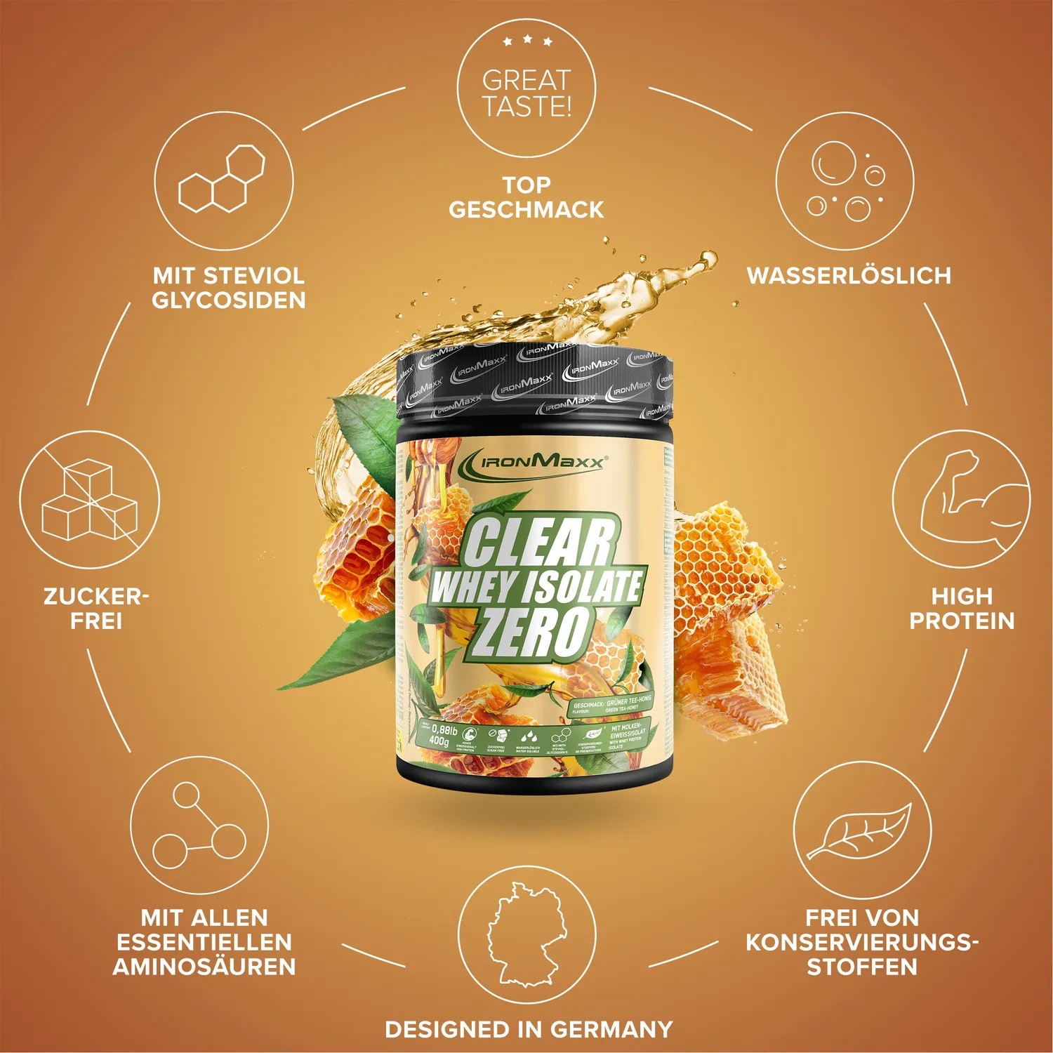 Iron Maxx Clear Whey Isolate ZERO Honey Green Tea 400g