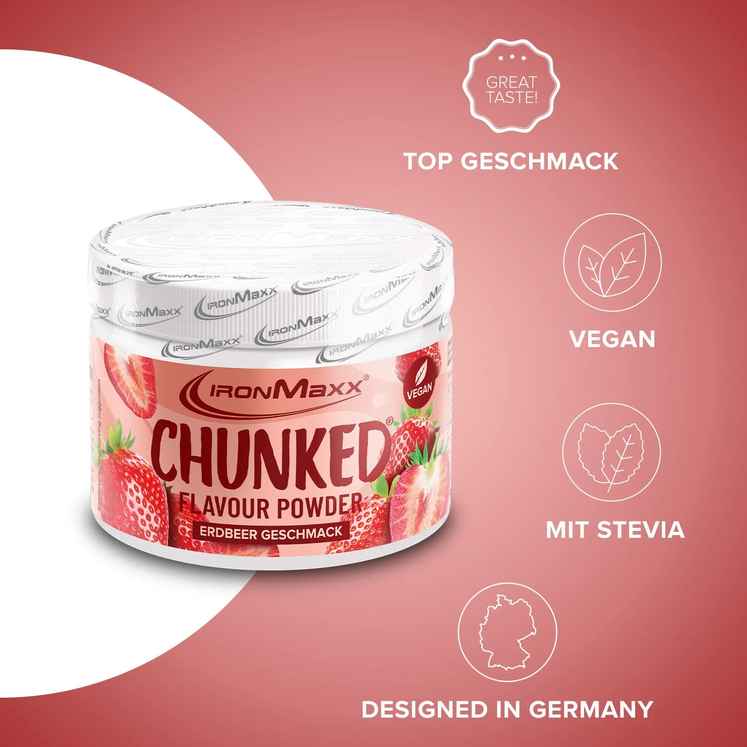 Iron Maxx Chunked Strawberry Geschmackspulver 150g vegan