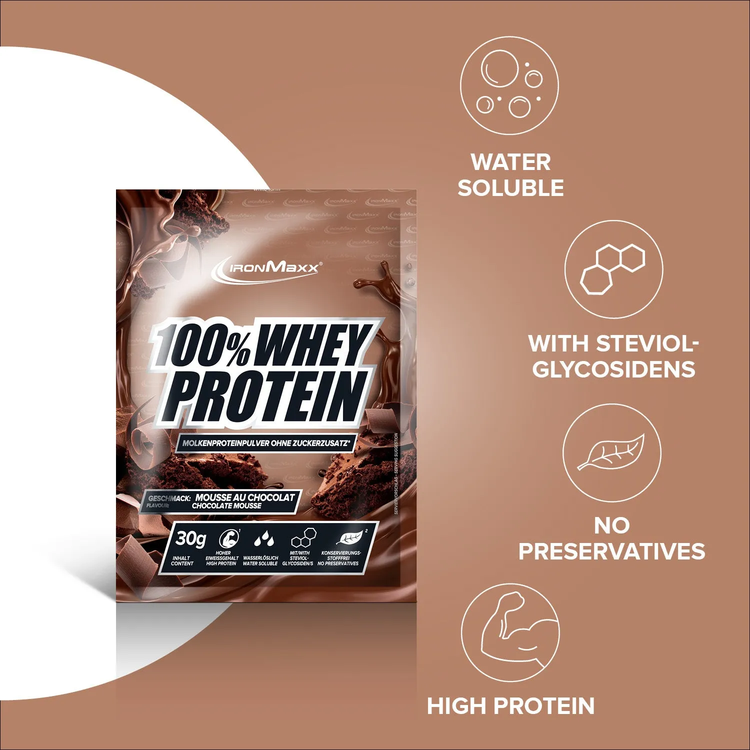 Iron Maxx 100% Whey Protein 30g Mousse au Chocolate 80% Protein