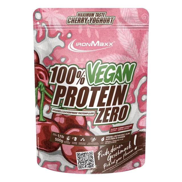 Iron Maxx 100% Vegan Protein Zero Proteinpulver Cherry Joghurt 500 g zuckerfrei