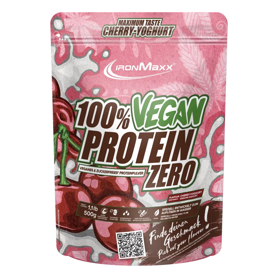 Iron Maxx 100% Vegan Protein Zero Proteinpulver Cherry Joghurt 500 g zuckerfrei