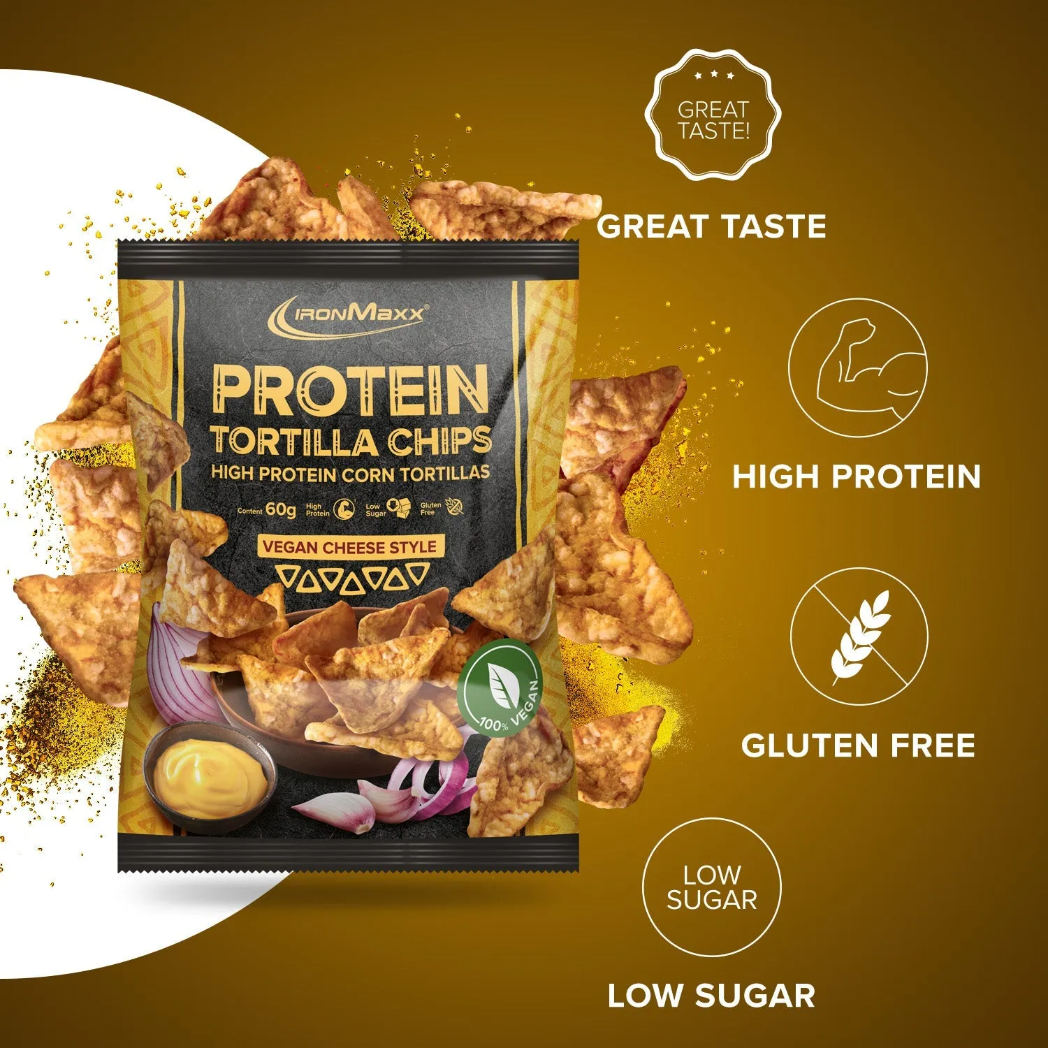 Iron Maxx Protein Tortilla Chips 1.0 60g Vegan Cheese Style