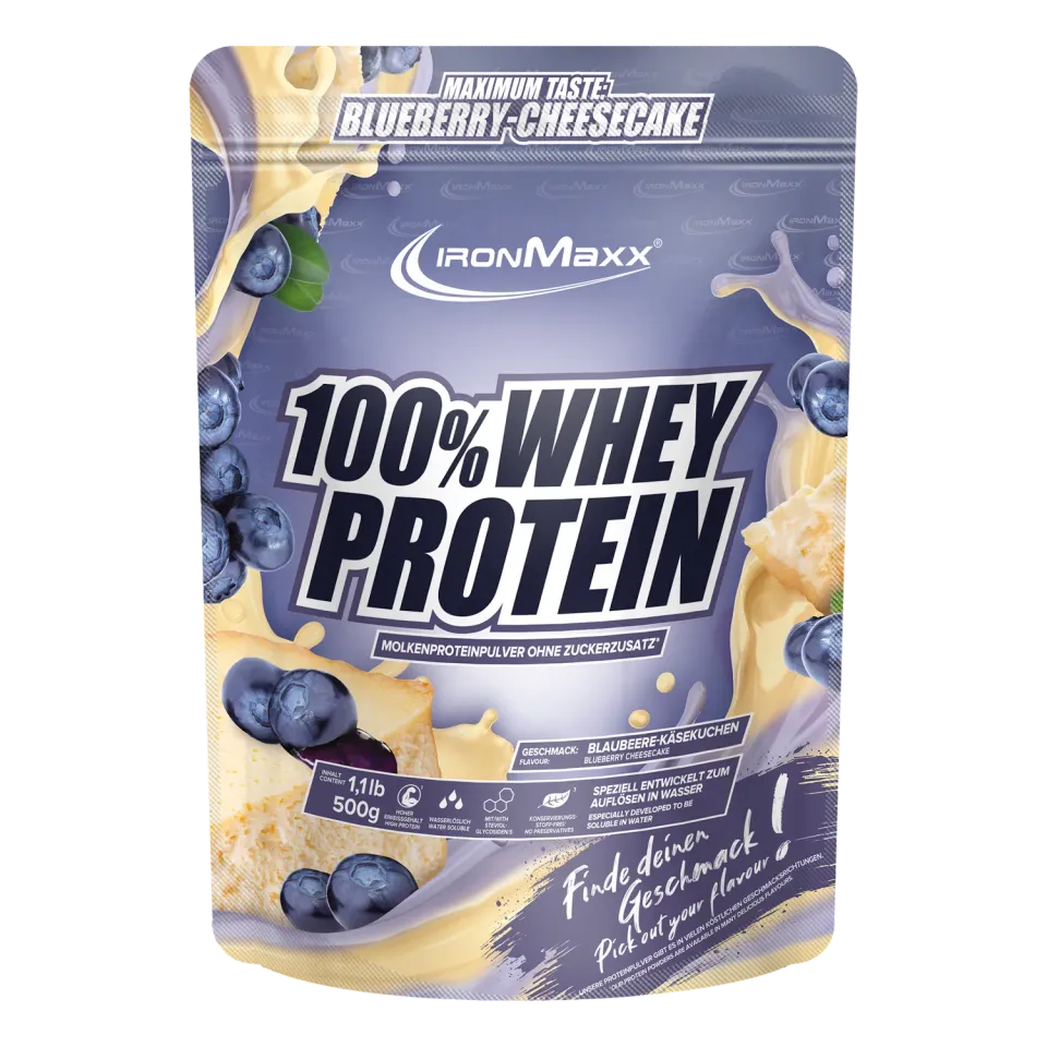 Iron Maxx 100% Whey Protein 500 g Blueberry Cheesecake Eiweiß