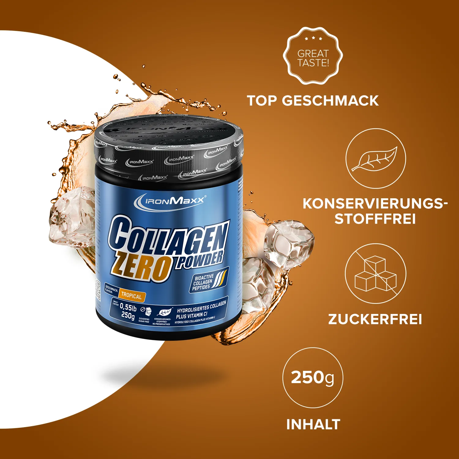Iron Maxx Collagen Powder Zero Kollagenpulver 250 g Tropical zuckerfrei