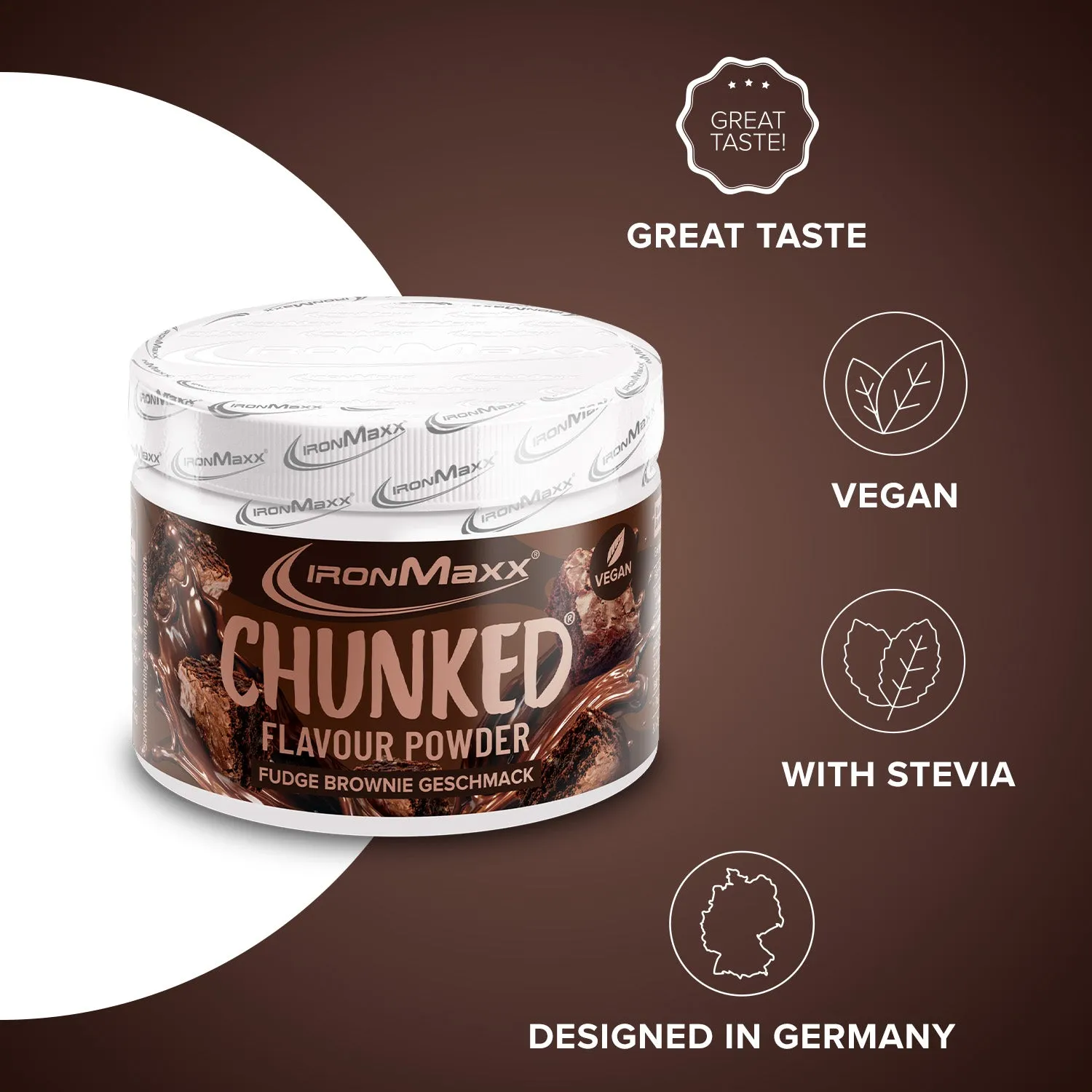 Iron Maxx Chunked Geschmackspulver Fudge Brownie 150g mit Stückchen