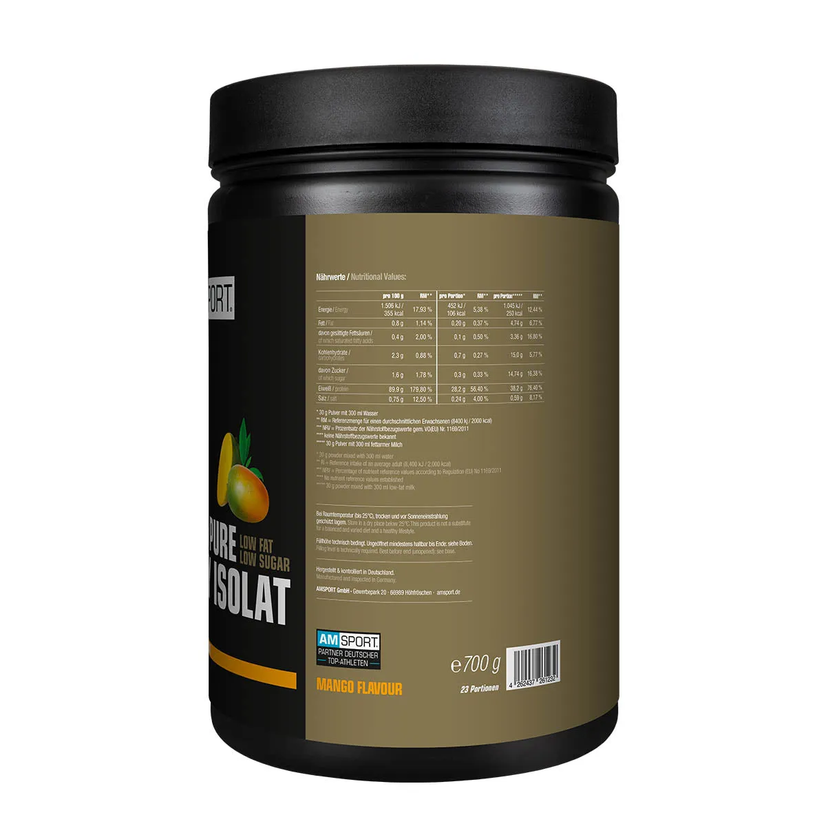 Amsport High Premium Whey Isolat Proteinpulver 700 g laktosearm