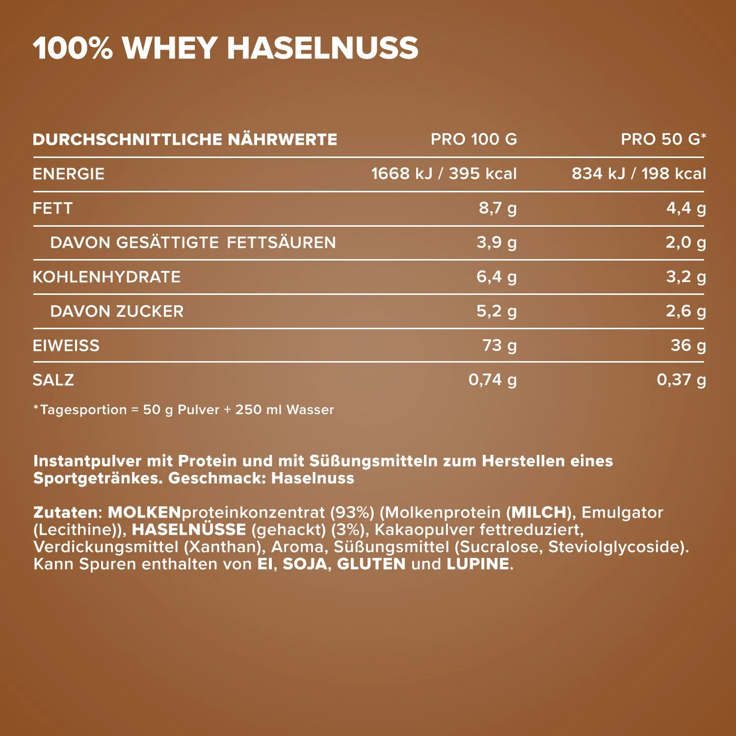 Iron Maxx 100% Whey Protein Proteinpulver Haselnuss 2350 g zuckerfrei