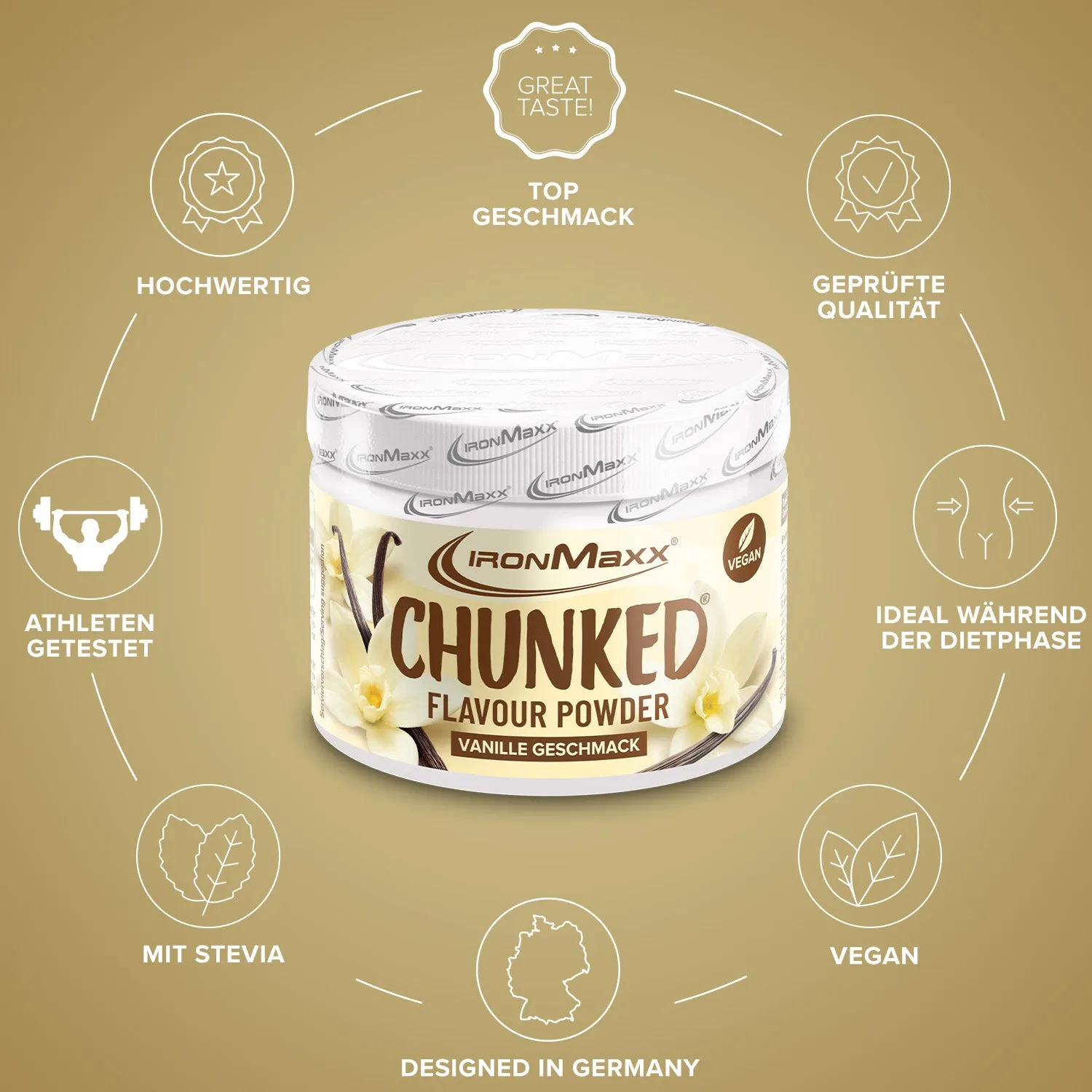 Iron Maxx Chunked Vanilla Geschmackspulver 150g vegan