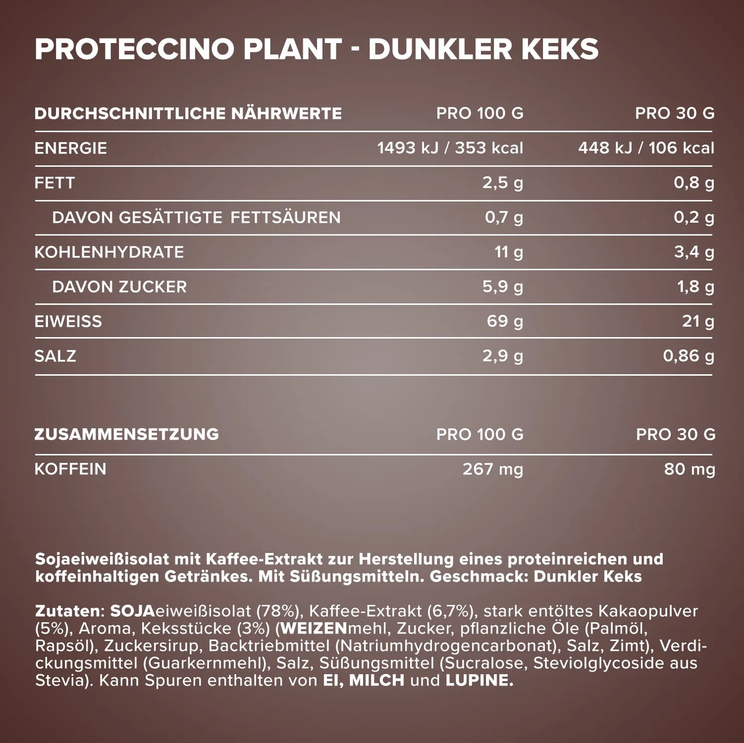 Iron Maxx Proteccino Plant Proteinpulver 500g Dark Cookie