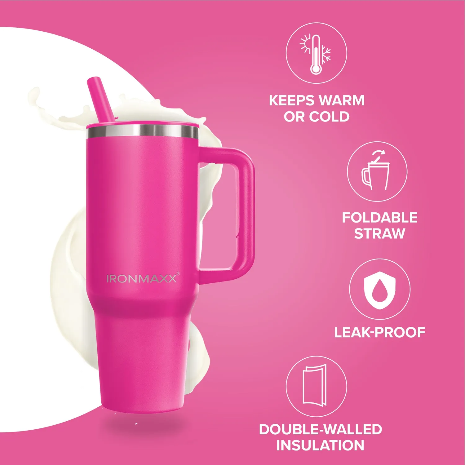 Iron Maxx Cup V4.0 Thermobecher Active Pink 1200 ml isoliert