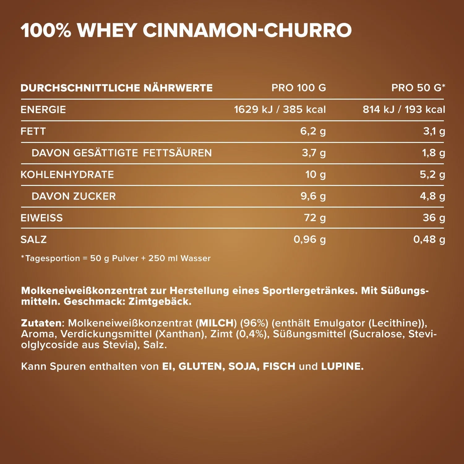 Iron Maxx 100% Whey Protein 500g Cinnamon Churro klumpenfrei