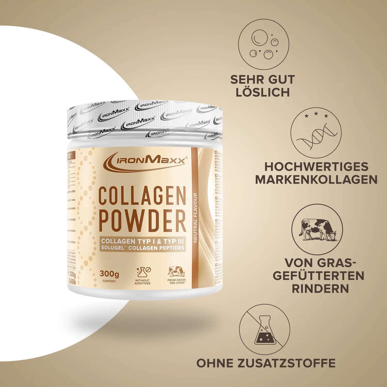 Iron Maxx Collagen Powder Kollagenpulver Neutral 300g Vitamin C