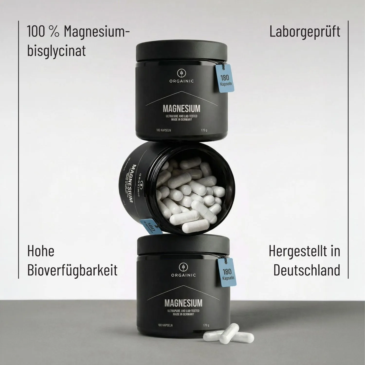 ORGAINIC Magnesium Kapseln 180 Stück Bisglycinat