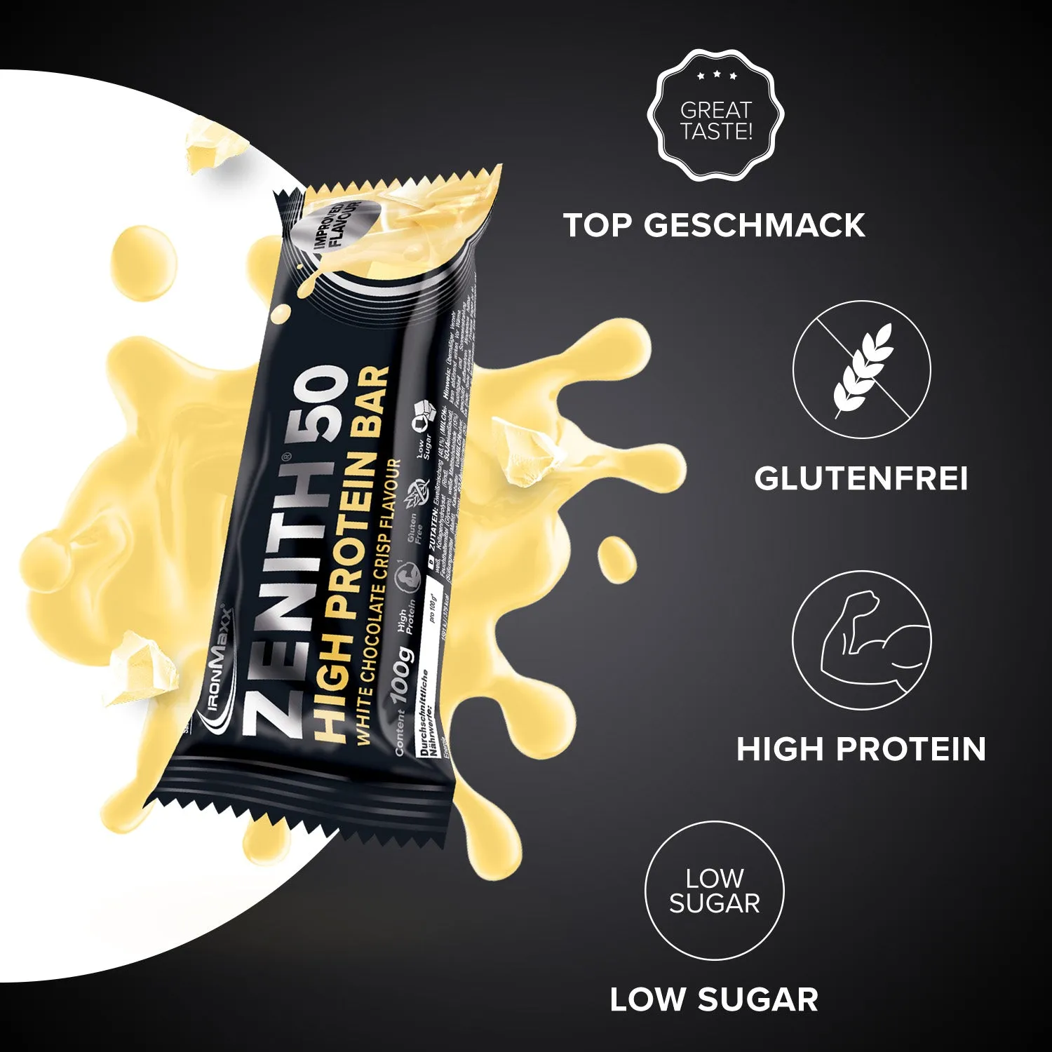 Iron Maxx Zenith 50 Proteinriegel White Choc Crisp 100 g proteinreich