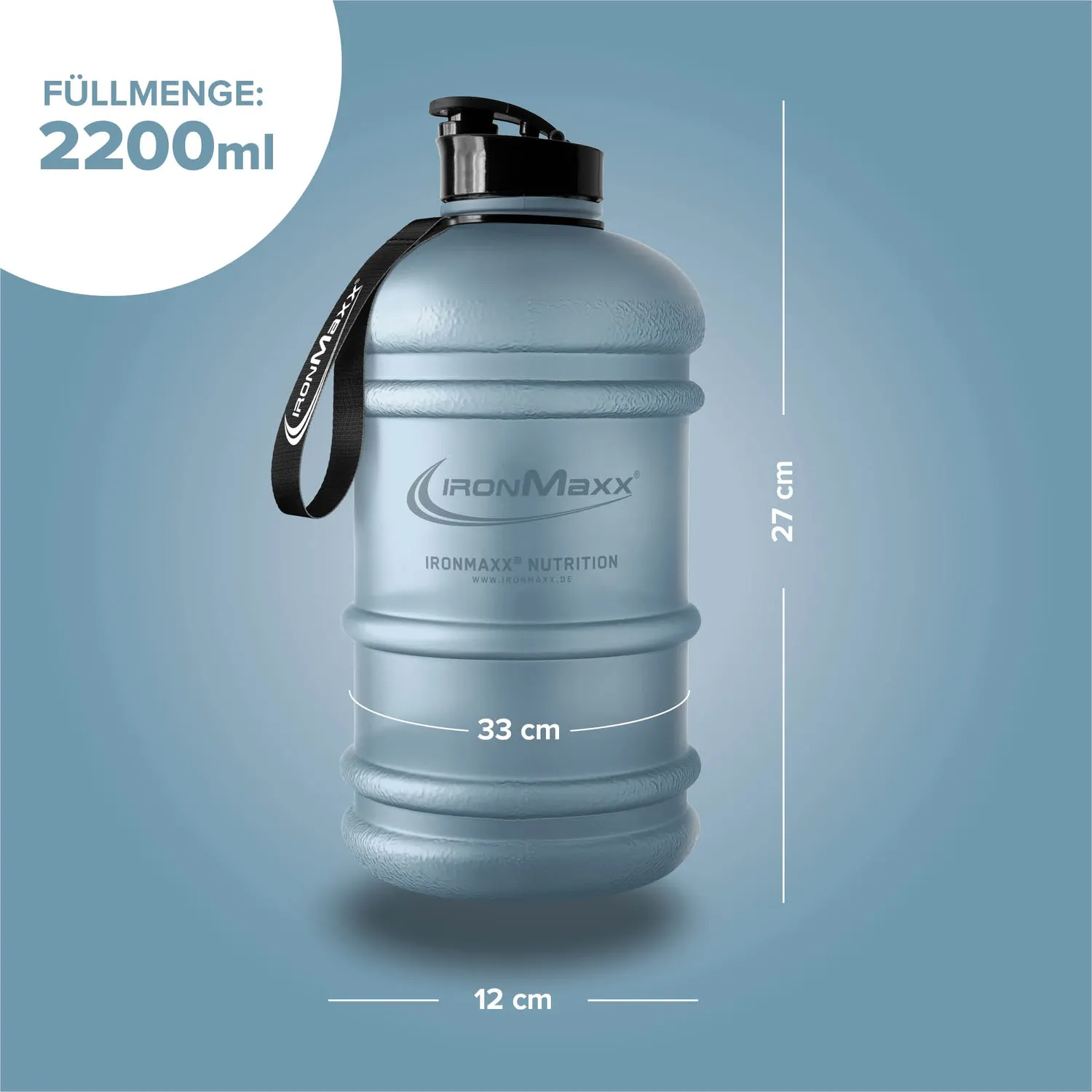 Iron Maxx Water Gallon Trinkflasche 2200 ml Kyanite Blue