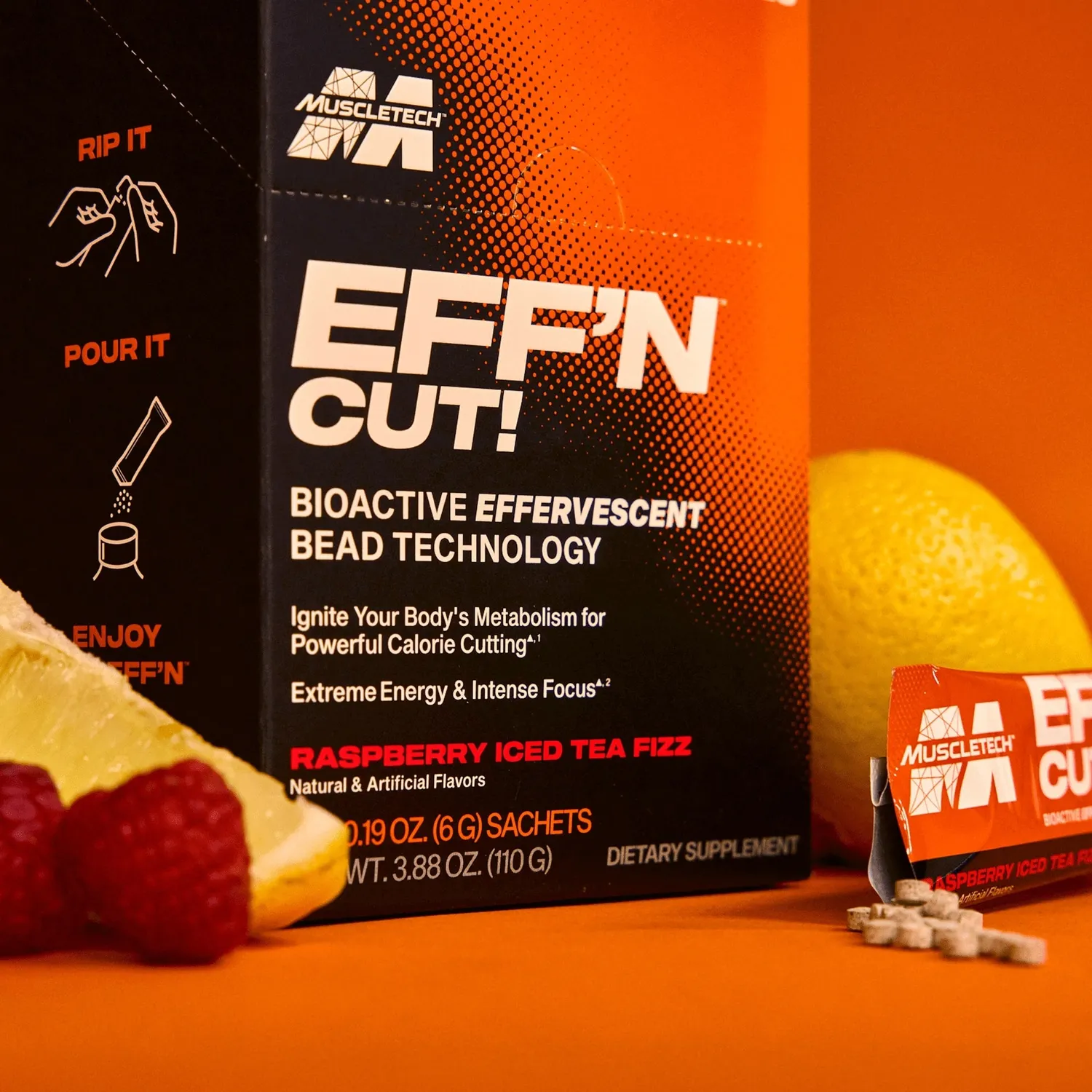 MuscleTech EFF'N CUT! Fatburner Mango Iced Tea Fizz Koffein