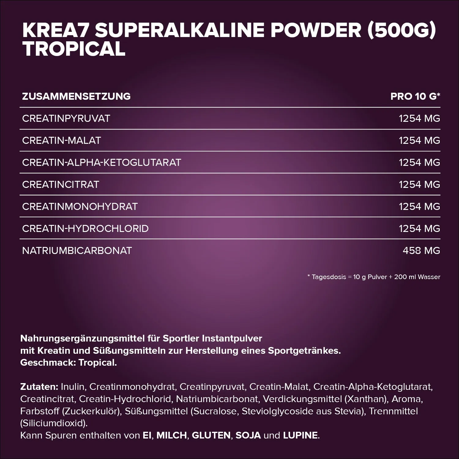 Iron Maxx Krea7 Superalkaline Powder Kreatinpulver Tropical 500 g vegan