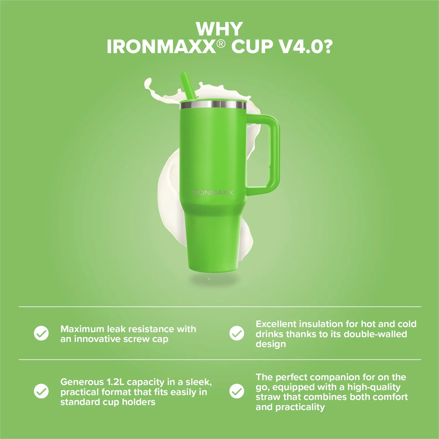 Iron Maxx Cup V4.0 Thermobecher 1200ml Active Green isoliert