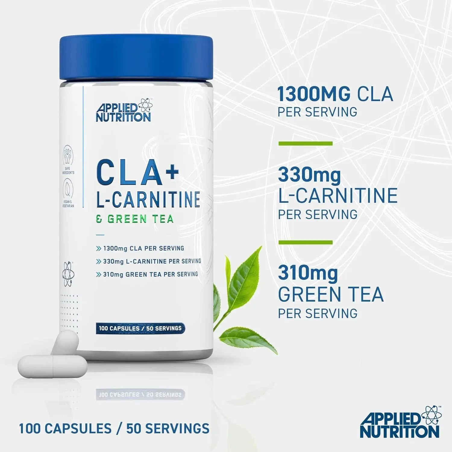 Applied Nutrition CLA L-Carnitin Grüntee Kapseln 100 Stk