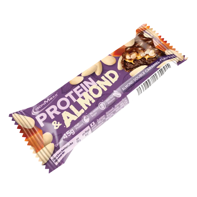 IronMaxx Protein & Almond Almond Double Caramel Proteinriegel 45 g ohne Zuckerzusatz
