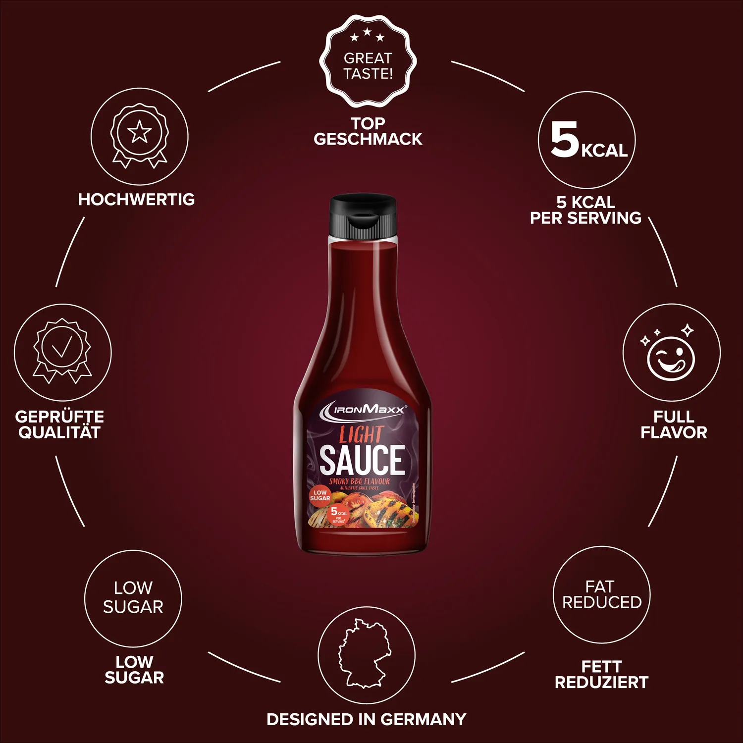 Iron Maxx Light Sauce 285ml Smoky BBQ kalorienarm