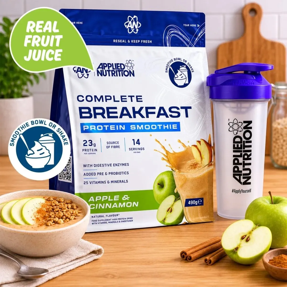 Applied Nutrition Complete Breakfast Protein Shake Apfel Zimt 14 Port.