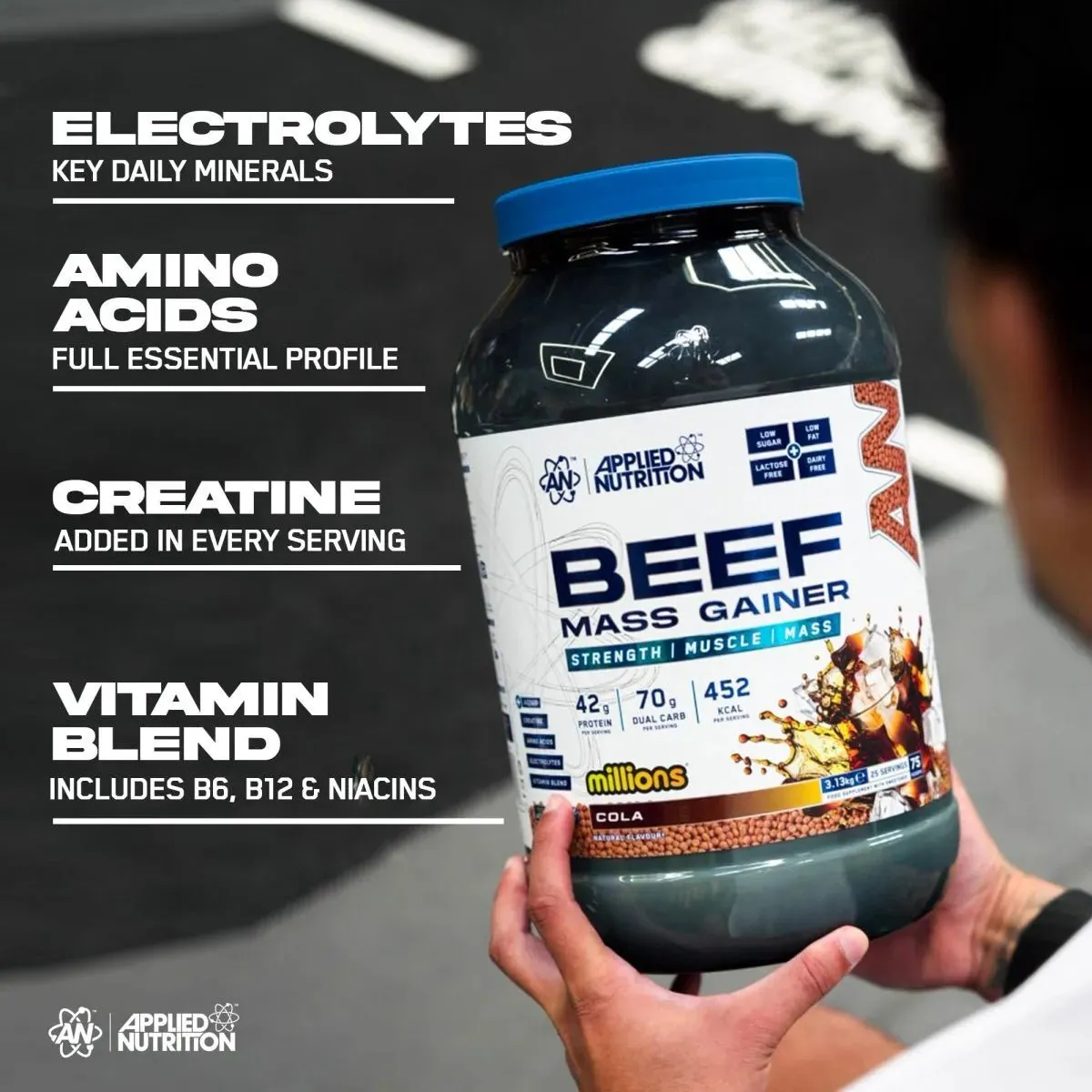 Applied Nutrition Beef Mass Gainer Cola 3,13 kg 42 g Protein