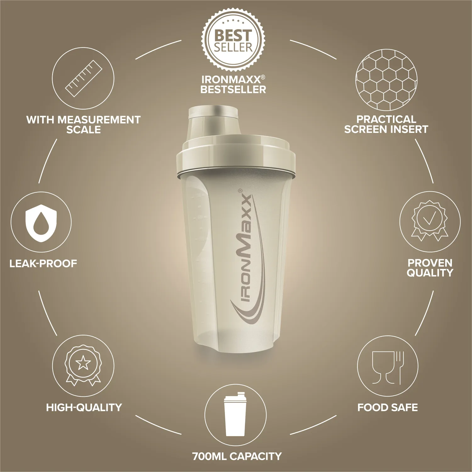 Iron Maxx Shaker 700 ml Sandstone Beige BPA-frei