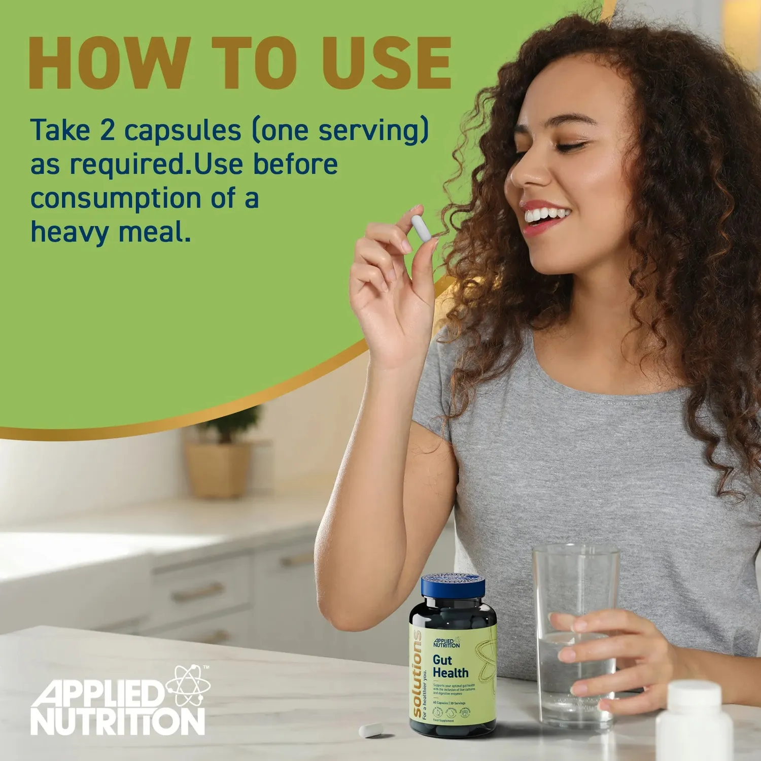 Applied Nutrition Gut Health Darmgesundheitskapseln 60 Kapseln Probiotika
