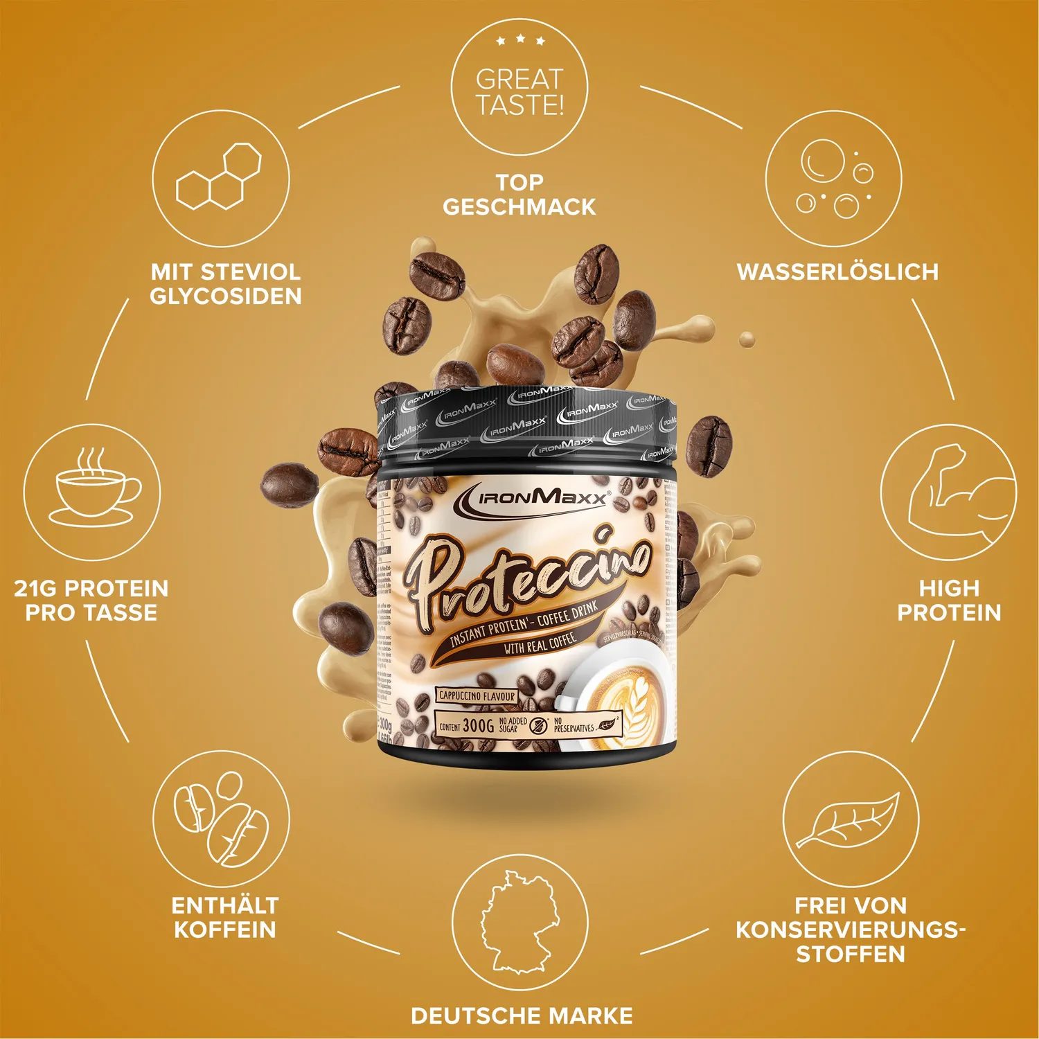 Iron Maxx Proteccino Protein Kaffee 300g Cappuccino